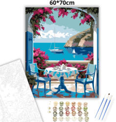  Nyári teázás - számfestő készlet - 60×70 cm (Keretre feszítve)