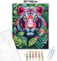  Vibráló tigris tekintete - számfestő készlet - 80×100 cm (Keret nélkül)