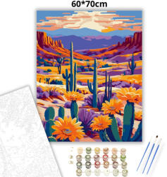  Tüzes sivatagi kaktuszok - számfestő készlet - 60×70 cm (Keretre feszítve)