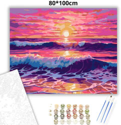  Élénk hullámok - számfestő készlet - 80×100 cm (Keretre feszítve)