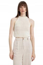 DeFacto Crop Kötött Felső Bordázott Rövid Krémszínű Egyenes Defacto M