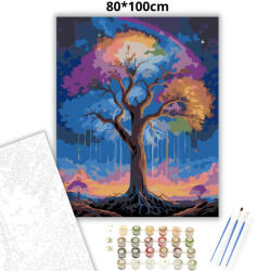  Mesés életfa - számfestő készlet - 80×100 cm (Keretre feszítve)
