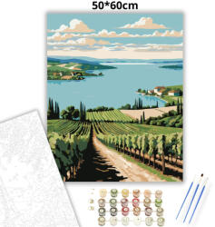  Nyugodt szőlősorok - számfestő készlet - 50×60 cm (Keretre feszítve)