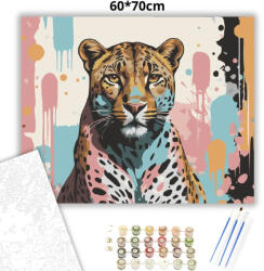  Energikus leopárd tekintet - számfestő készlet - 60×70 cm (Keretre feszítve)