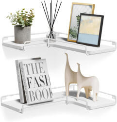 VASAGLE Lebegő polcok, 2 darabos készlet, l-alakú sarokpolc falra fehér színben