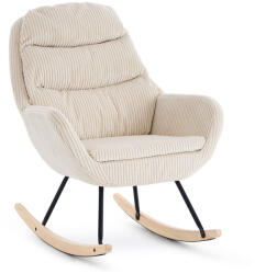VASHOME Hintaszék, relaxációs szék kordbársony kárpitozással, krém-bézs színű