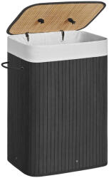 SONGMICS Bambusz kosár szennyestartó 72L, fekete - vashome