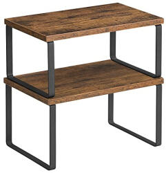 SONGMICS Fűszertartó, 2 darab szekrény polc rendező szett, fekete és rusztikus barna