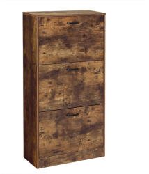 VASAGLE Cipős szekrény 3 felhajtható ajtóval, 60x24x120 cm rusztikus barna