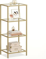 VASAGLE Fürdőszobai tárolópolc 95x40x30 cm, edzett üveg tároló állvány, arany