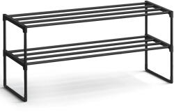SONGMICS 2-szintes cipőtartó, rakásolható fém állvány 8-10 pár cipőhöz, fekete