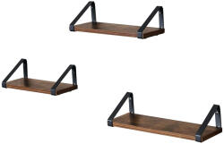 VASAGLE Falipolc, ipari stílusú úszópolc, rusztikus barna (3 db)