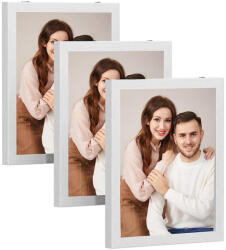 SONGMICS Lebegő képkeret készlet 3 db, 2 üvegtábla, fehér