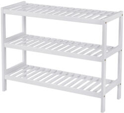 SONGMICS Cipőtartó, 3 szintes bambusz tárolópolc, fehér