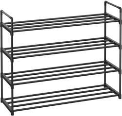 SONGMICS 4 szintes cipőtároló állvány, fém cipőtartó 20 pár cipő számára, 92x30x73 cm, fekete