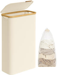 SONGMICS Fedeles mosókosár, 65L, levehető hálós bélés, összecsukható, krémszínű