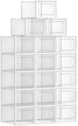 SONGMICS Zárható cipőtároló, cipős dobozok, 18 db-os csomag, fehér