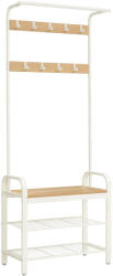 VASAGLE Ruhafogas, kabáttartó, cipőtartó ülőhellyel 183 x 72 x 33, 7 cm krémfehér