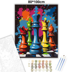  Vibráló sakkfigurák - számfestő készlet - 80×100 cm (Keretre feszítve)