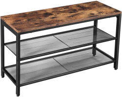 VASAGLE Cipőtartó, hálós cipőpad két polccal, rusztikus barna és fekete