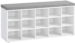 VASAGLE Cipőpad, cipős szekrénypárnázott üléssel, fehér és szürke