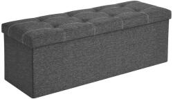 SONGMICS Puff, tároló pad összecsukható ülés ottomán 110x38x38 cm, sötétszürke