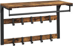 VASAGLE Fali kabáttartó polccal, 65 x 42 x 30 cm, rusztikus barna