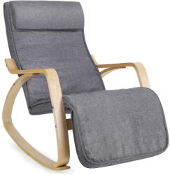 SONGMICS Hintaszék, relaxációs szék, masszív nyírfából, szürke