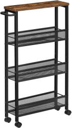 VASAGLE Kerekes tálalókocsi, zsúrkocsi, rusztikus barna