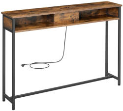 VASAGLE Konzolasztal, keskeny asztal 2 nyitott fiókkal, barna-fekete