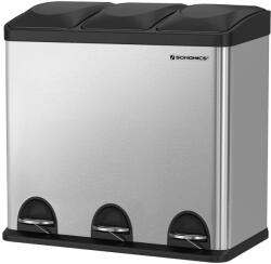SONGMICS Szelektív hulladékgyűjtő 54l, pedálos szemetes 3 részes