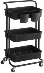 SONGMICS Tárolókocsi, zsúrkocsi rendszerezővel, fekete