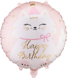 Szülinapi fólia lufi cicás mintával, 35x35 cm, vegyes színek (FB361)
