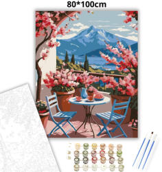  Virágzó terasz nyugalma - számfestő készlet - 80×100 cm (Keretre feszítve)