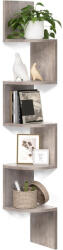 VASAGLE Sarokpolc falra szerelhető, 5 szintes lebegő könyvespolc, greige