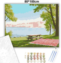  Nyugodt piknikasztal - számfestő készlet - 80×100 cm (Keretre feszítve)
