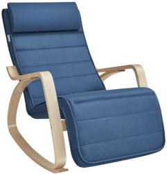 SONGMICS Hintaszék nyírfa karfákkal, állítható lábtámasz, éjkék