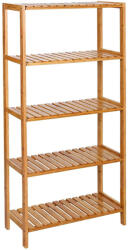 SONGMICS Bambusz polc fürdőszobai, konyhai tároló 5 szintes, natúr 130x26x60cm - vashome