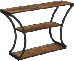 VASAGLE Konzolasztal ívelt lábakkal és 2 nyitott polccal, rusztikus barna-fekete