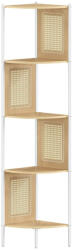 VASAGLE 5 szintes sarokpolc, könyvespolc polirattan oldalakkal, 156x32x32 cm, tölgy bézs