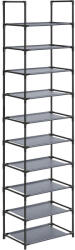 SONGMICS 10 szintes cipőtartó, cipőállvány, 45 x 28 x 173 cm, fém váz, szürke