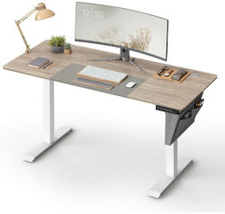SONGMICS Állítható magasságú elektromos íróasztal memória funkcióval 60x140 cm, fehér-greige