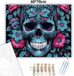  Sötét virágkoszorú - számfestő készlet - 60×70 cm (Keretre feszítve)