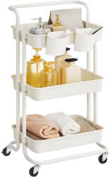 SONGMICS 3 szintes kerekeken guruló tároló polc, fogantyúval, fehér színben