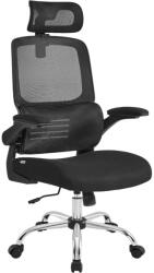 SONGMICS Irodai szék, ergonomikus, hálós szék deréktámasszal és állítható fejtámlával, fekete