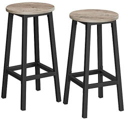 VASAGLE 2 db-os bárszék szett, magas konyhai székek, szürkés bézs és fekete