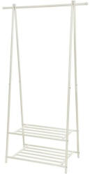 SONGMICS Kabáttartó, kabátállvány, ruhafogas 2 szintes polccal, cipőtárolóval, fehér - vashome
