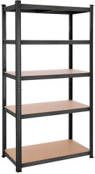 SONGMICS Nagy teherbírású salgó polc, fém tároló polc 50x100x200 cm, fekete