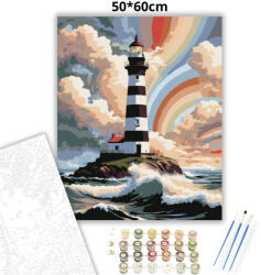  Viharos világítótorony - számfestő készlet - 50×60 cm (Keret nélkül)