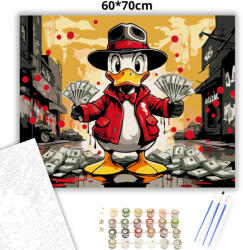  Nagymenő pénzes kacsa - számfestő készlet - 60×70 cm (Keretre feszítve)